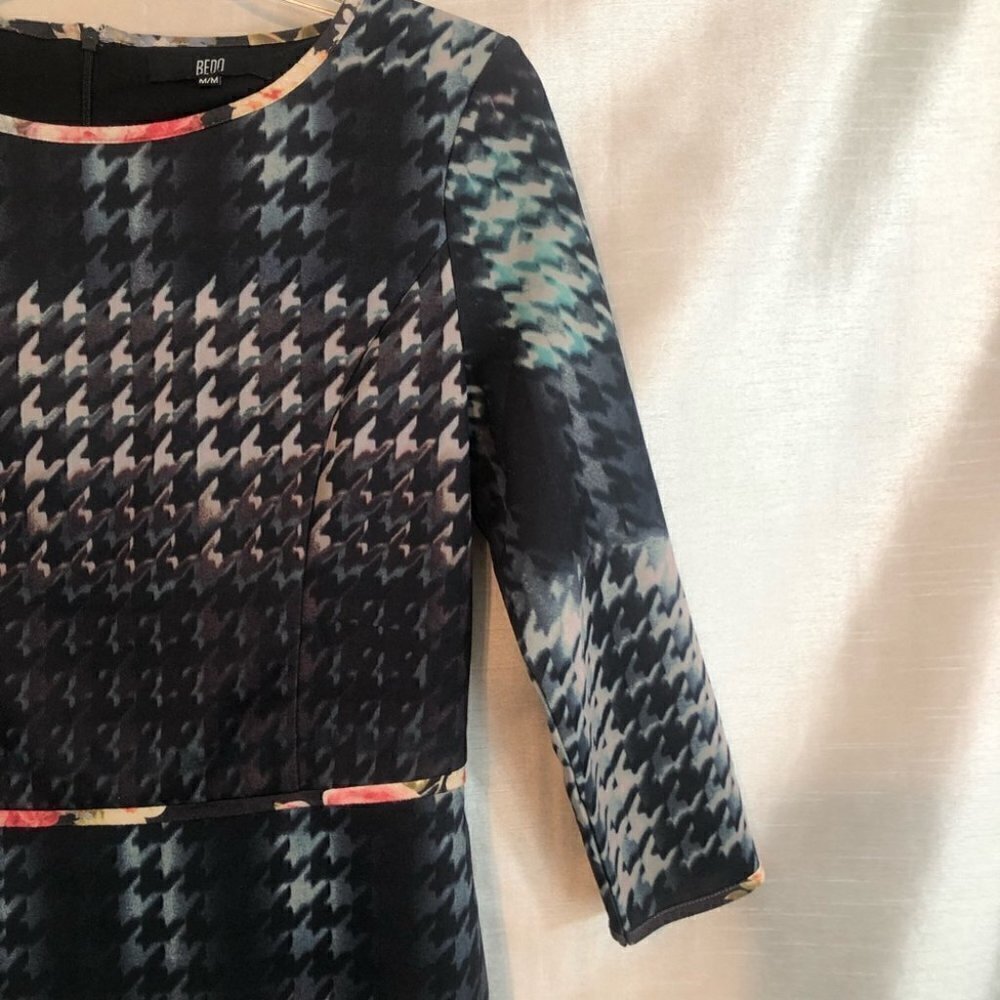Bedo Bodycon Pencil Fitted Dress Black/Multi Colored Ladies Med - Picture 8 of 13
